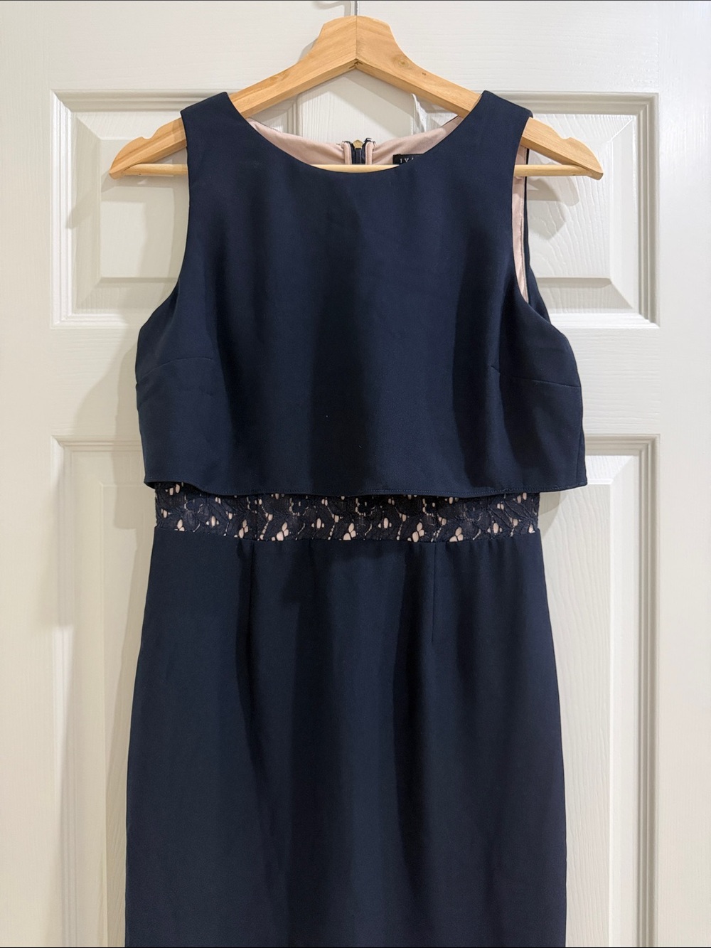 Ivanka Trump Navy and Blush Midi Dress